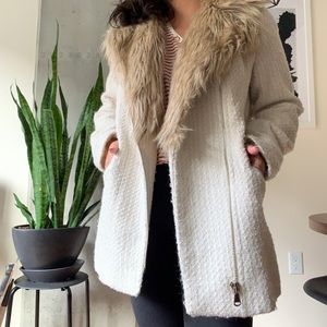 Ivory Coat with Faux Fur